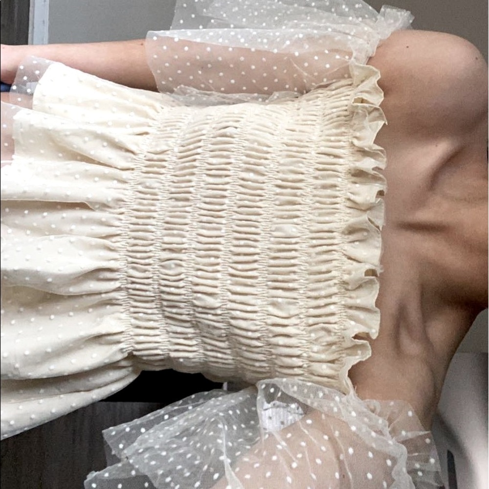 Off the shoulder tulle blouse